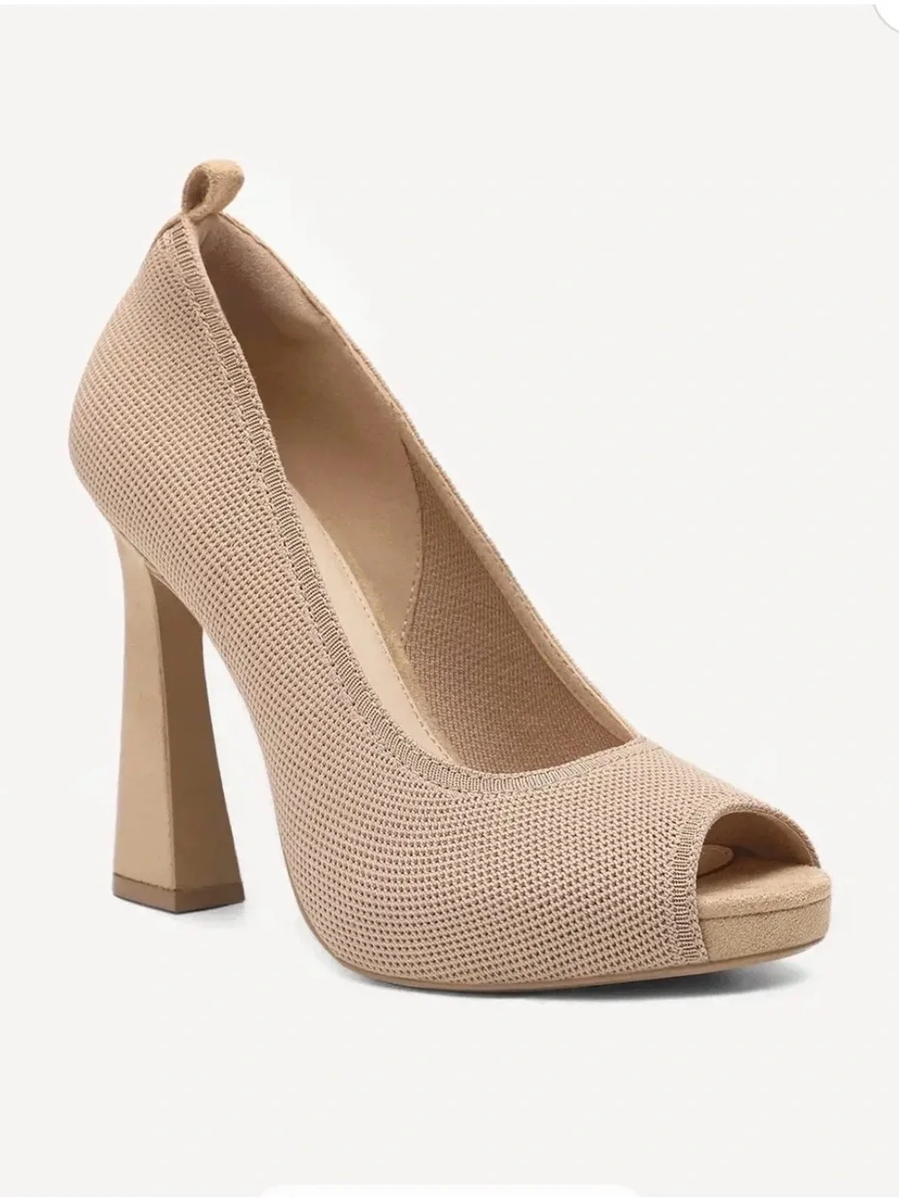 NEW Cosy Island Beige Knit Peep-Toe Ankle-Strap Heels Size 6.5